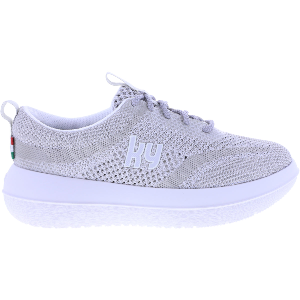 kybun / Modell: Biel / Farbe: Silver-Grau / Mesh-Textil / Weite: Weit / Damen Aktiv Schnürer