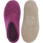Glerups / Modell: "B" / Cranberry Wollfilz / Kalbsleder-Sohle / Offene Pantoffeln