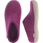 Glerups / Modell: "B" / Cranberry Wollfilz / Kalbsleder-Sohle / Offene Pantoffeln