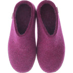 Glerups / Modell: "B" / Cranberry Wollfilz / Kalbsleder-Sohle / Offene Pantoffeln
