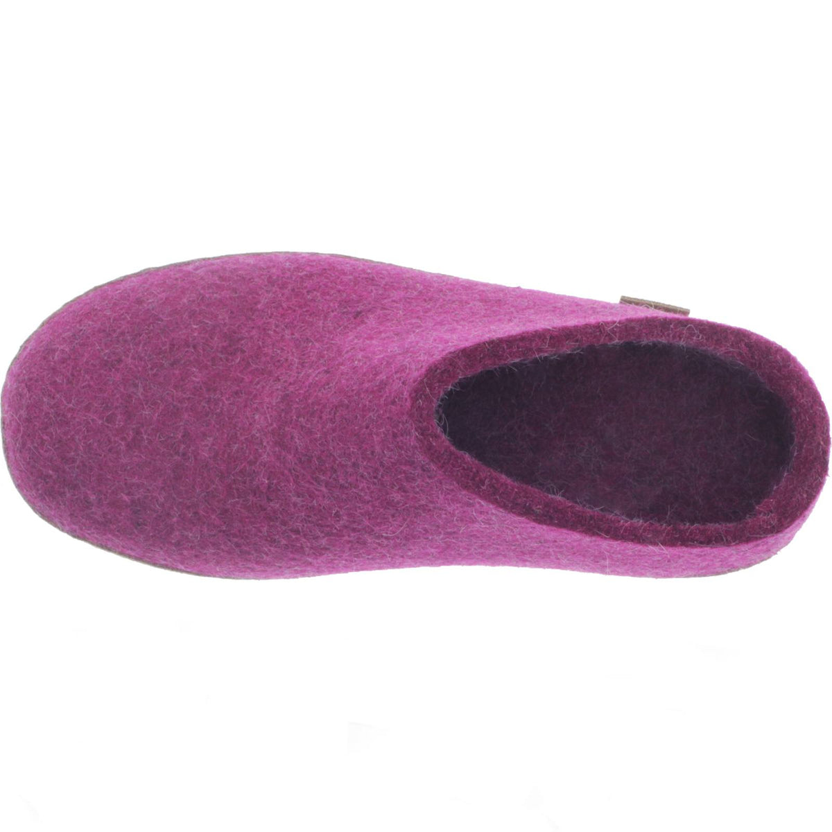 Glerups / Modell: "B" / Cranberry Wollfilz / Kalbsleder-Sohle / Offene Pantoffeln
