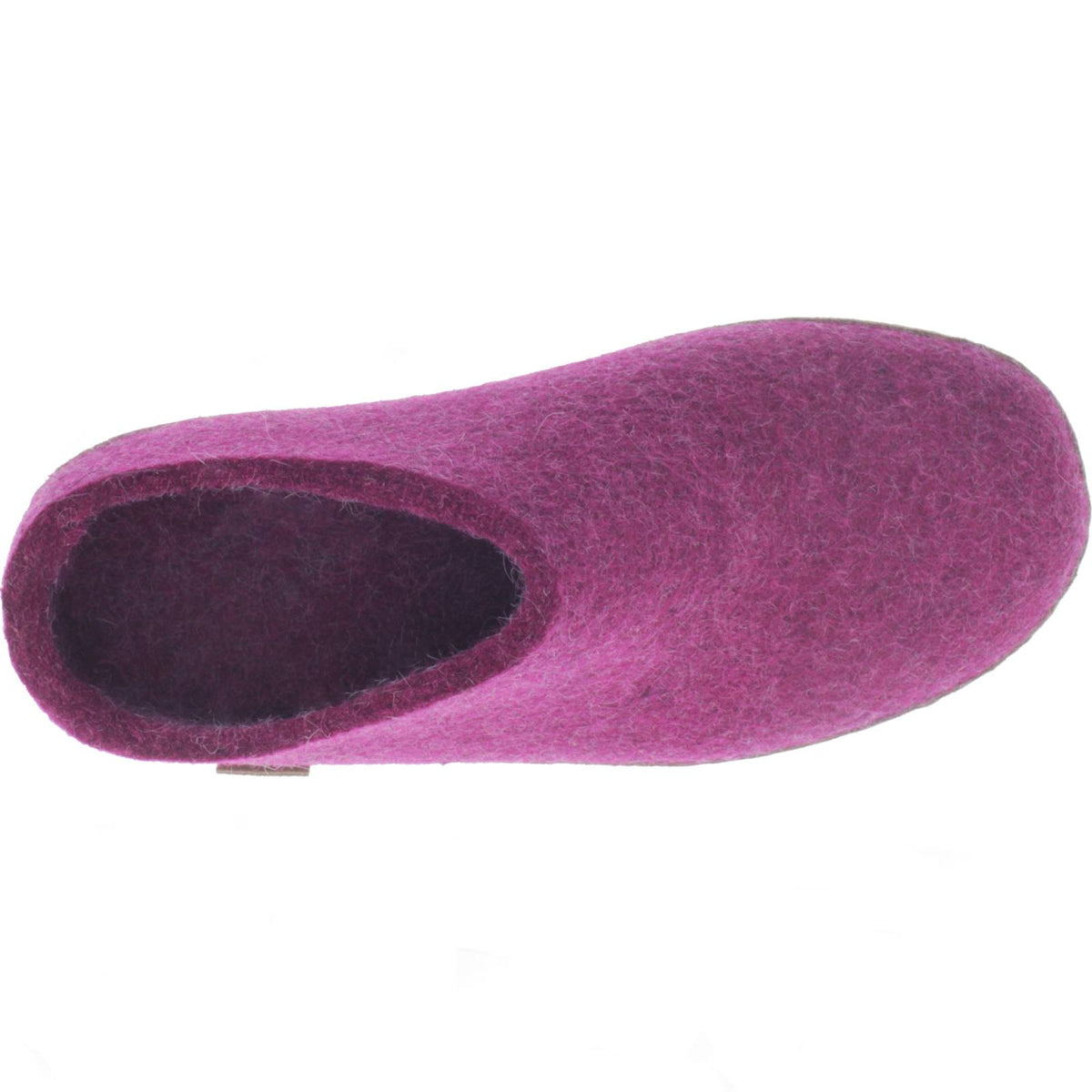 Glerups / Modell: "B" / Cranberry Wollfilz / Kalbsleder-Sohle / Offene Pantoffeln