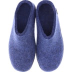 Glerups / Modell: "B" / Denim/Blau Wollfilz / Kalbsleder-Sohle / Offene Pantoffeln