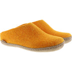 Glerups / Modell: "B" / Orange Wollfilz / Kalbsleder-Sohle / Offene Pantoffeln