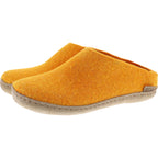 Glerups / Modell: "B" / Orange Wollfilz / Kalbsleder-Sohle / Offene Pantoffeln