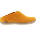 Glerups / Modell: "B" / Orange Wollfilz / Kalbsleder-Sohle / Offene Pantoffeln