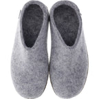 Glerups / Modell: "B" / Grey-Hellgrau Wollfilz / Kalbsleder-Sohle / Offene Pantoffeln