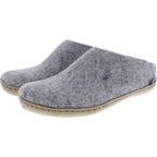 Glerups / Modell: "B" / Grey-Hellgrau Wollfilz / Kalbsleder-Sohle / Offene Pantoffeln