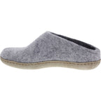 Glerups / Modell: "B" / Grey-Hellgrau Wollfilz / Kalbsleder-Sohle / Offene Pantoffeln