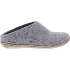 Glerups / Modell: "B" / Grey-Hellgrau Wollfilz / Kalbsleder-Sohle / Offene Pantoffeln