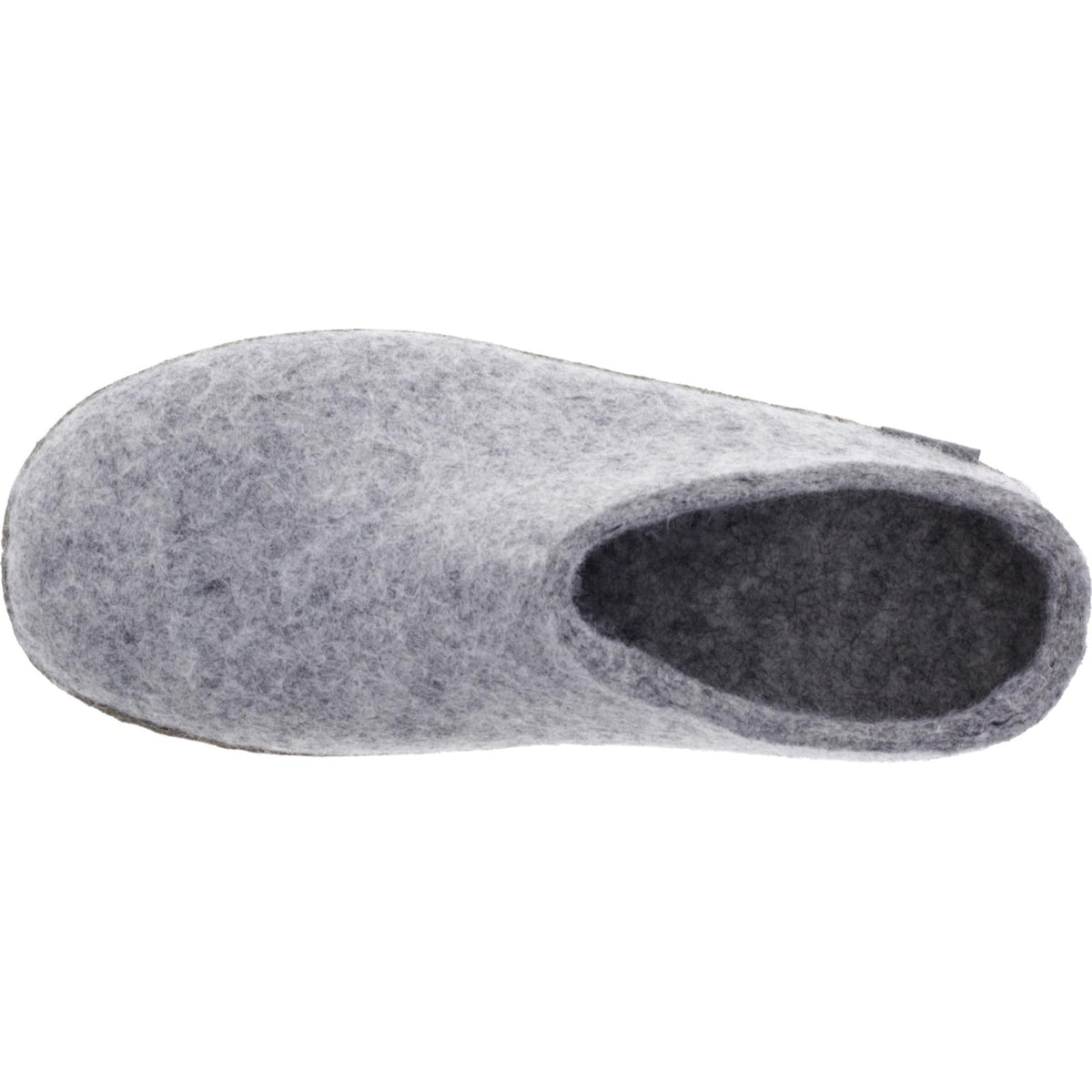 Glerups / Modell: "B" / Grey-Hellgrau Wollfilz / Kalbsleder-Sohle / Offene Pantoffeln