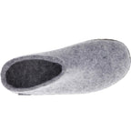 Glerups / Modell: "B" / Grey-Hellgrau Wollfilz / Kalbsleder-Sohle / Offene Pantoffeln