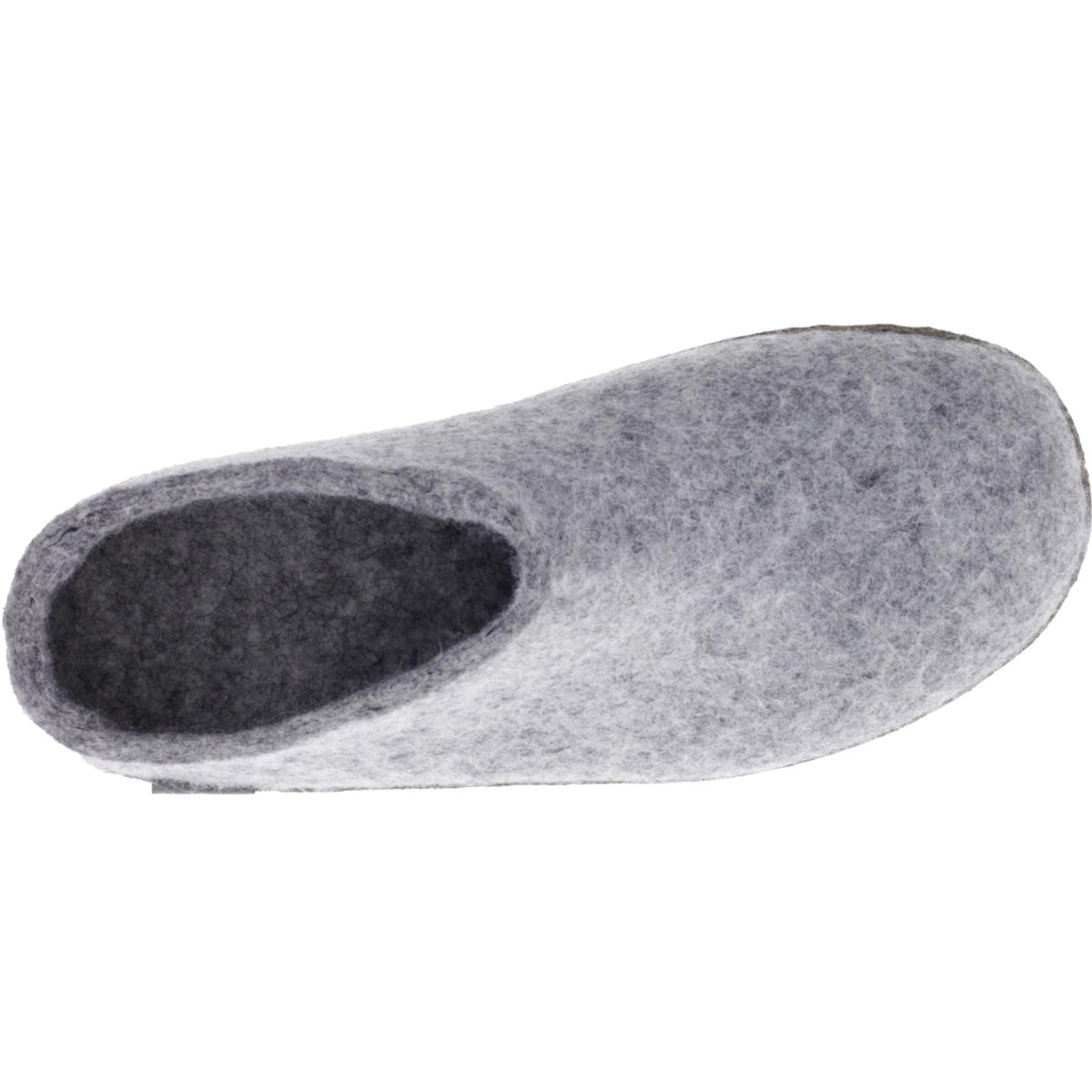 Glerups / Modell: "B" / Grey-Hellgrau Wollfilz / Kalbsleder-Sohle / Offene Pantoffeln