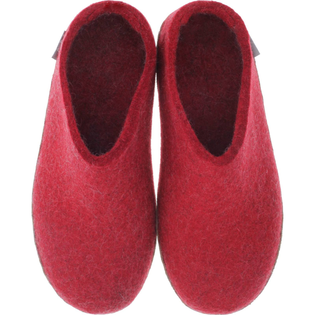 Glerups / Modell: "B" / Red-Rot Wollfilz / Kalbsleder-Sohle / Offene Pantoffeln