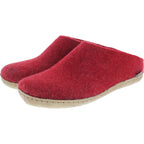 Glerups / Modell: "B" / Red-Rot Wollfilz / Kalbsleder-Sohle / Offene Pantoffeln