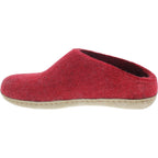 Glerups / Modell: "B" / Red-Rot Wollfilz / Kalbsleder-Sohle / Offene Pantoffeln