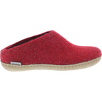 Glerups / Modell: "B" / Red-Rot Wollfilz / Kalbsleder-Sohle / Offene Pantoffeln