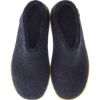 Glerups / Modell: "BR" / Charcoal-Anthrazit Wollfilz / Naturkautschuk-Sohle / Offene Pantoffeln