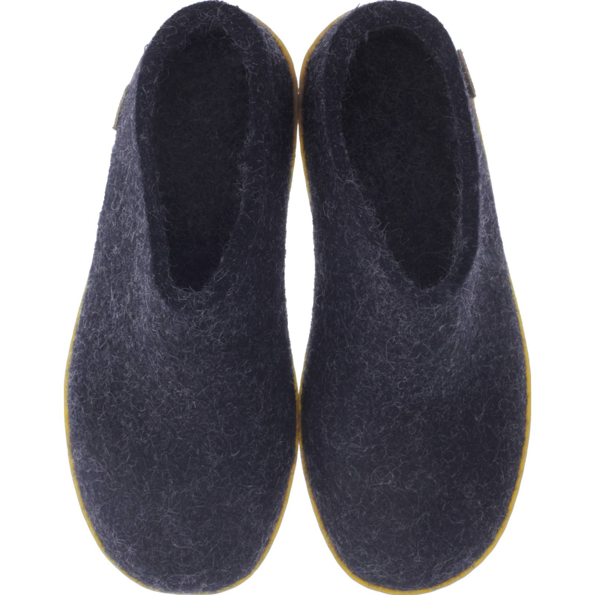Glerups / Modell: "BR" / Charcoal-Anthrazit Wollfilz / Naturkautschuk-Sohle / Offene Pantoffeln