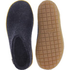Glerups / Modell: "BR" / Charcoal-Anthrazit Wollfilz / Naturkautschuk-Sohle / Offene Pantoffeln
