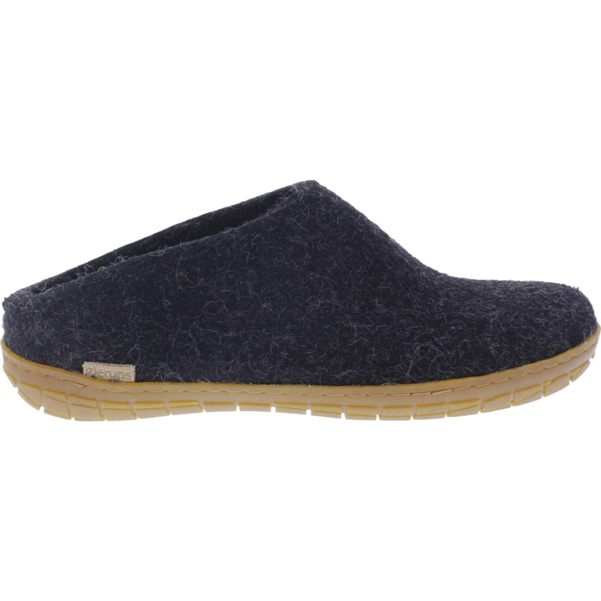 Glerups / Modell: "BR" / Charcoal-Anthrazit Wollfilz / Naturkautschuk-Sohle / Offene Pantoffeln