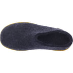 Glerups / Modell: "BR" / Charcoal-Anthrazit Wollfilz / Naturkautschuk-Sohle / Offene Pantoffeln