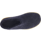 Glerups / Modell: "BR" / Charcoal-Anthrazit Wollfilz / Naturkautschuk-Sohle / Offene Pantoffeln