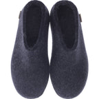 Glerups / Modell: "BR" / Charcoal-Schwarz Wollfilz / Schwarze-Sohle / Offene Pantoffeln