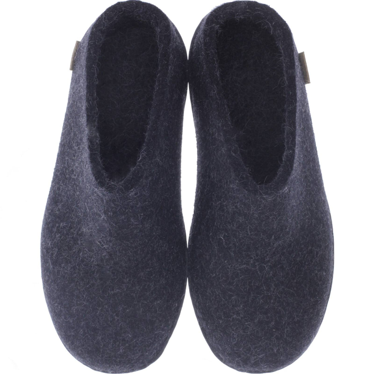 Glerups / Modell: "BR" / Charcoal-Schwarz Wollfilz / Schwarze-Sohle / Offene Pantoffeln