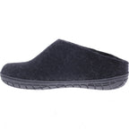 Glerups / Modell: "BR" / Charcoal-Schwarz Wollfilz / Schwarze-Sohle / Offene Pantoffeln