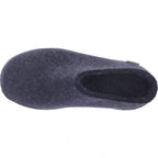 Glerups / Modell: "BR" / Charcoal-Schwarz Wollfilz / Schwarze-Sohle / Offene Pantoffeln