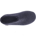 Glerups / Modell: "BR" / Charcoal-Schwarz Wollfilz / Schwarze-Sohle / Offene Pantoffeln