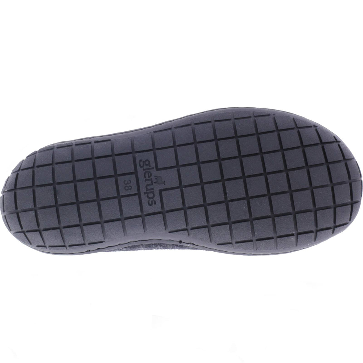 Glerups / Modell: "BR" / Charcoal-Schwarz Wollfilz / Schwarze-Sohle / Offene Pantoffeln