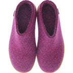 Glerups / Modell: "BR" / Cranberry Wollfilz / Naturkautschuk-Sohle / Offene Pantoffeln