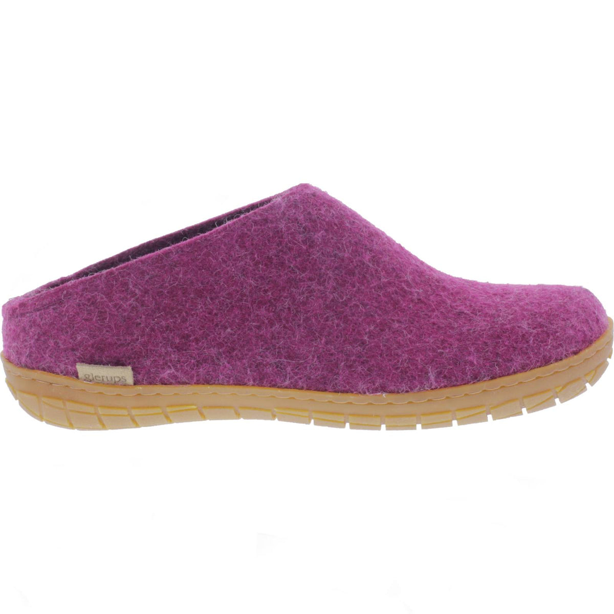 Glerups / Modell: "BR" / Cranberry Wollfilz / Naturkautschuk-Sohle / Offene Pantoffeln