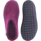 Glerups / Modell: "BR" / Cranberry Wollfilz / Schwarze-Sohle / Offene Pantoffeln