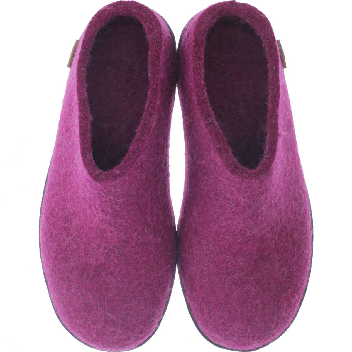 Glerups / Modell: "BR" / Cranberry Wollfilz / Schwarze-Sohle / Offene Pantoffeln
