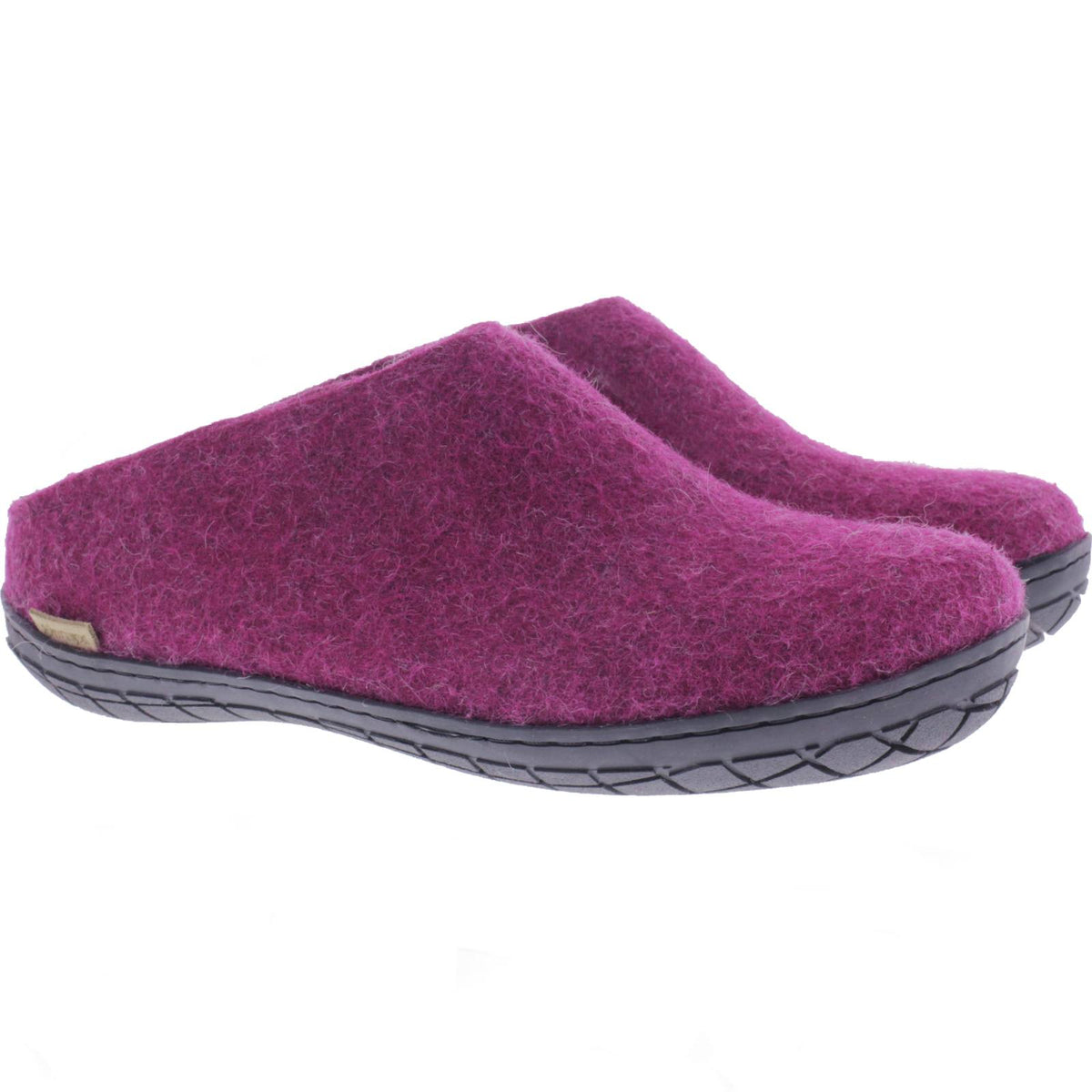Glerups / Modell: "BR" / Cranberry Wollfilz / Schwarze-Sohle / Offene Pantoffeln