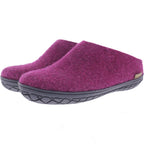 Glerups / Modell: "BR" / Cranberry Wollfilz / Schwarze-Sohle / Offene Pantoffeln