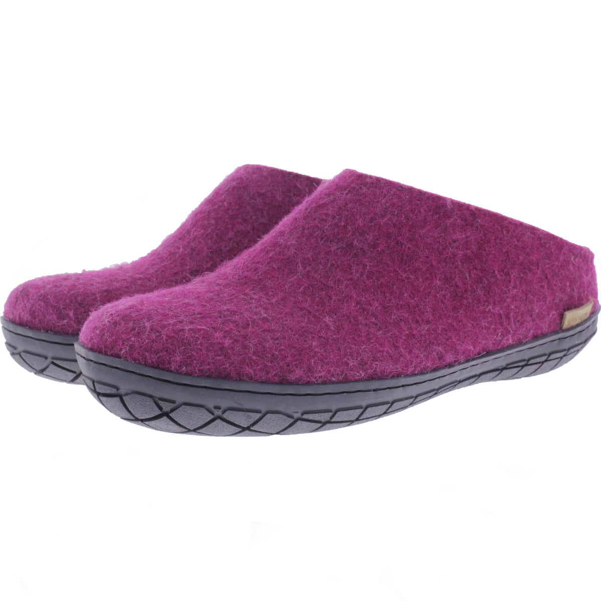 Glerups / Modell: "BR" / Cranberry Wollfilz / Schwarze-Sohle / Offene Pantoffeln