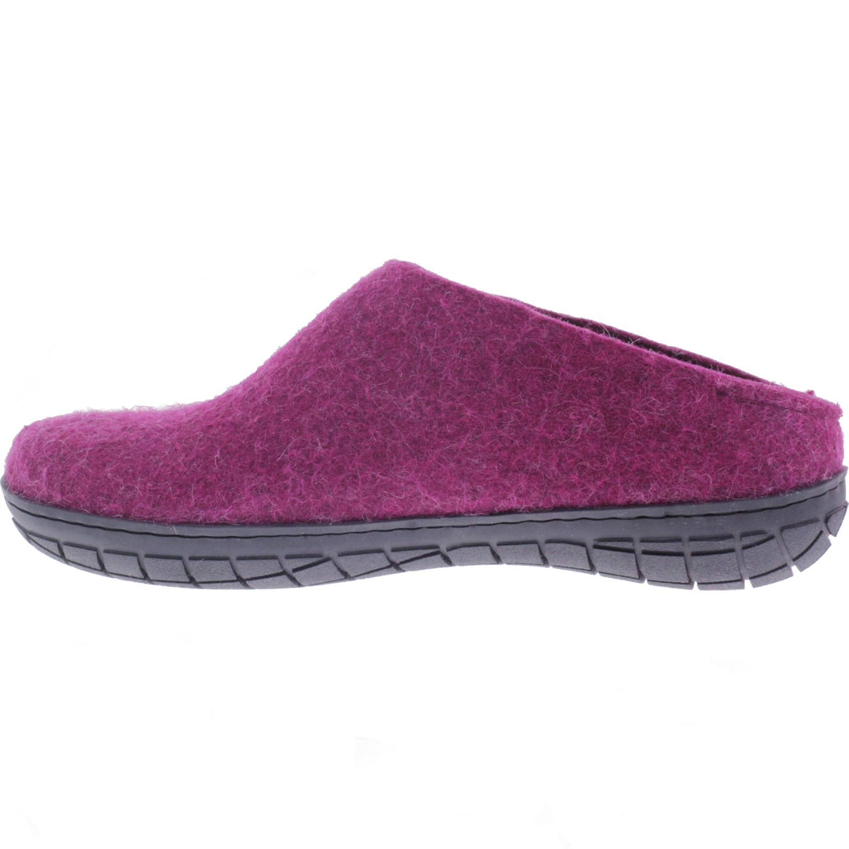 Glerups / Modell: "BR" / Cranberry Wollfilz / Schwarze-Sohle / Offene Pantoffeln