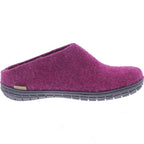 Glerups / Modell: "BR" / Cranberry Wollfilz / Schwarze-Sohle / Offene Pantoffeln