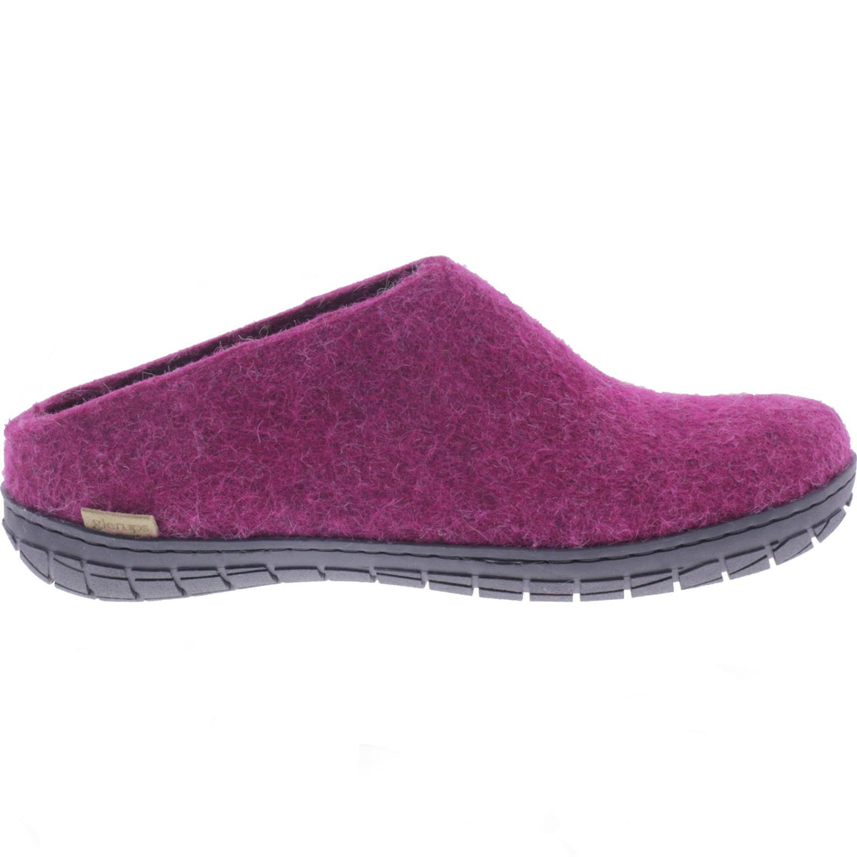 Glerups / Modell: "BR" / Cranberry Wollfilz / Schwarze-Sohle / Offene Pantoffeln