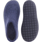 Glerups / Modell: "BR" / Denim-Blau Wollfilz / Schwarze-Sohle / Offene Pantoffeln