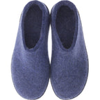 Glerups / Modell: "BR" / Denim-Blau Wollfilz / Schwarze-Sohle / Offene Pantoffeln