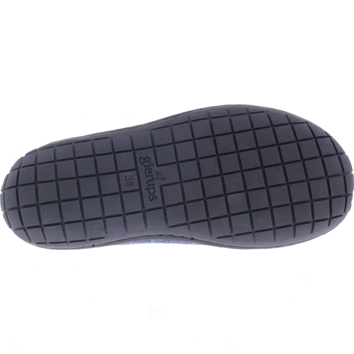 Glerups / Modell: "BR" / Denim-Blau Wollfilz / Schwarze-Sohle / Offene Pantoffeln
