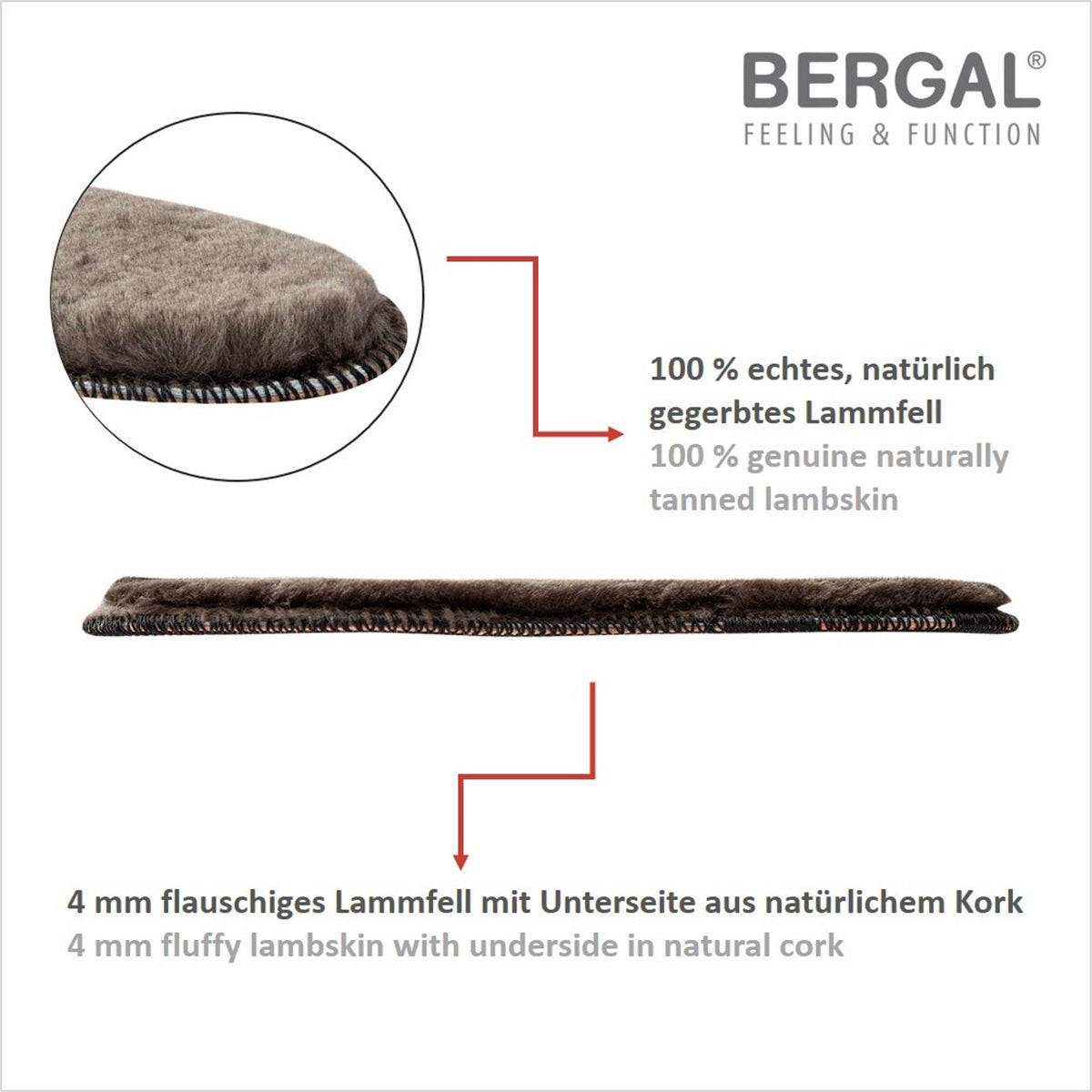 Bergal / Lammfell Lang-Sohle