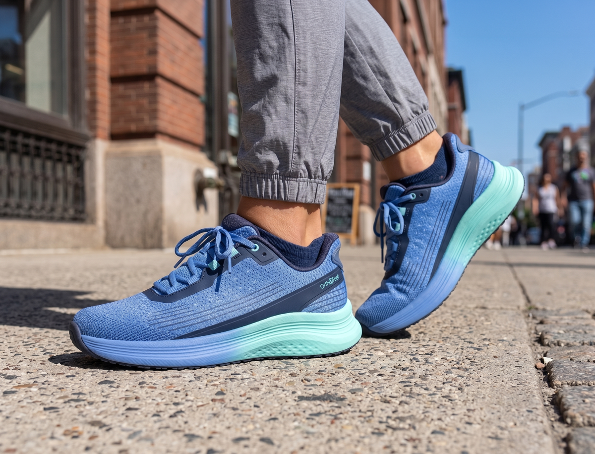 Orthofeet® | Dart | Blue/Navy/Aqua | Hands-Free Schuhe mit Fersendämpfung | Damen Schnürer