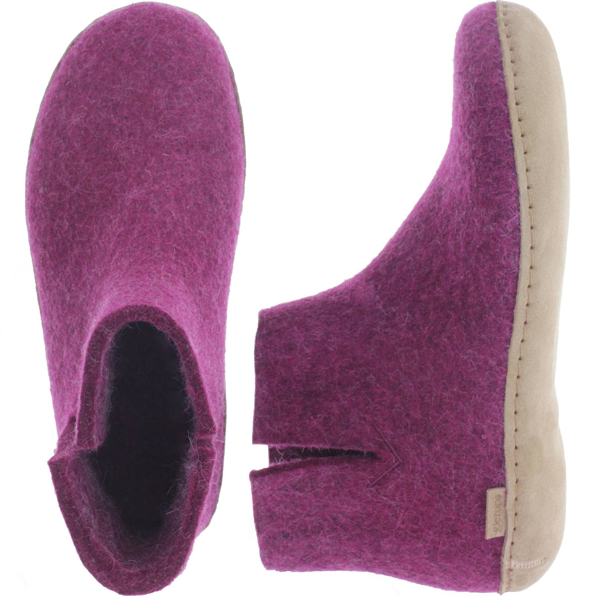Glerups / Modell: "G" / Cranberry Wollfilz / Kalbsleder-Sohle / Geschlossene Schuhe