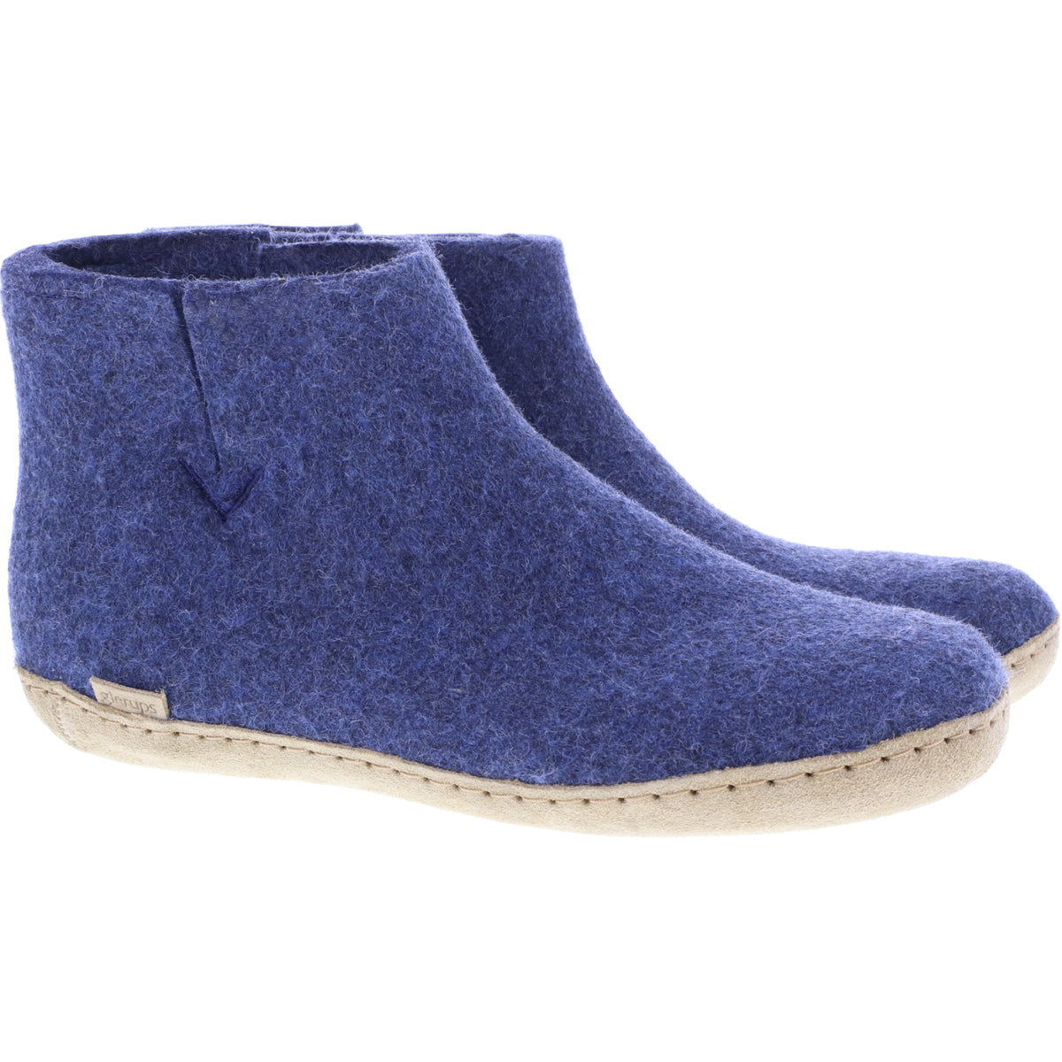 Glerups / Modell: "G" / Denim/Blau Wollfilz / Kalbsleder-Sohle / Geschlossene Schuhe